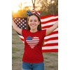 image:imageTstars Fitted Tee for Girls 4th of July Valentines Shirt  Patriotic American Cute Kids Heart Graphic Horse TShirtRed