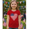 image:imageTstars Fitted Tee for Girls 4th of July Valentines Shirt  Patriotic American Cute Kids Heart Graphic Horse TShirtRed