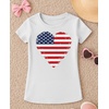 image:imageTstars Fitted Tee for Girls 4th of July Valentines Shirt  Patriotic American Cute Kids Heart Graphic Horse TShirtWhite