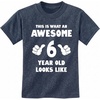 image:imageTstars 6th Birthday Shirt for Boys or Girls  This is What an Awesome 6 Year Old Looks Like Youth Kids TShirt GiftHeather Navy