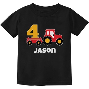 image:imageTstars 4th Birthday Tractor Construction Party Boys Personalized Toddler Kids TShirtBlack