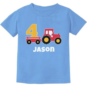 image:imageTstars 4th Birthday Tractor Construction Party Boys Personalized Toddler Kids TShirtCalifornia Blue