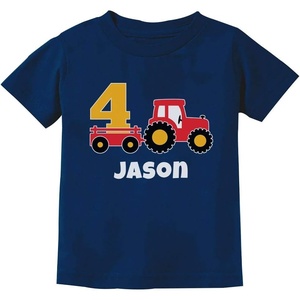 image:imageTstars 4th Birthday Tractor Construction Party Boys Personalized Toddler Kids TShirtNavy