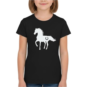 image:imageTstars Fitted Tee for Girls 4th of July Valentines Shirt  Patriotic American Cute Kids Heart Graphic Horse TShirtHorses  Black