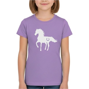 image:imageTstars Fitted Tee for Girls 4th of July Valentines Shirt  Patriotic American Cute Kids Heart Graphic Horse TShirtHorses  Lavender