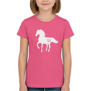 image:imageTstars Fitted Tee for Girls 4th of July Valentines Shirt  Patriotic American Cute Kids Heart Graphic Horse TShirtHorses  Wow Pink