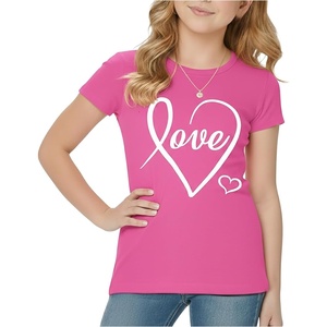 image:imageTstars Fitted Tee for Girls 4th of July Valentines Shirt  Patriotic American Cute Kids Heart Graphic Horse TShirtLove Crsv  Wow Pink