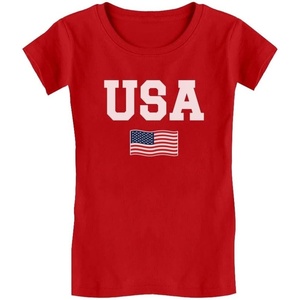 image:imageTstars Fitted Tee for Girls 4th of July Valentines Shirt  Patriotic American Cute Kids Heart Graphic Horse TShirtUsa Flag  Red