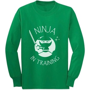 image:imageTstars Long Sleeve Martial Arts Gift for Kids  Ninja in Training Shirt for Toddler Boys and GirlsGreen