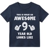 image:imageTstars Awesome 9 Year Old Birthday Shirt  Fun Gift Tee for Boys or Girls Turning Nine  Youth Kids TShirtHeather Navy