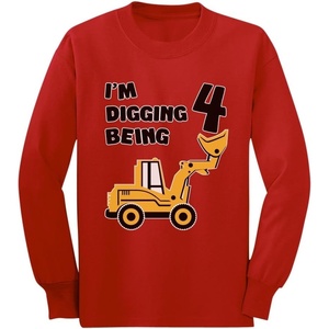 image:imageTstars 4th Birthday Construction Truck Shirt  Im Digging Being 4 Long Sleeve Tee for Toddler Boys amp KidsRed