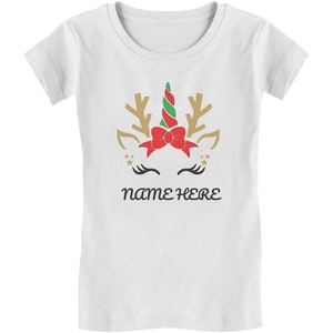 image:imageTstars Unicorn Reindeer Christmas Personalized Youth Kids Girls Fitted TShirtWhite