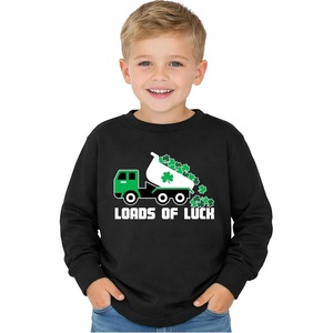 image:imageTstars Boys St Patricks Day Shirt  Construction Trucks Design Lucky Clover Toddler Kids Long Sleeve TeeTruck  Black