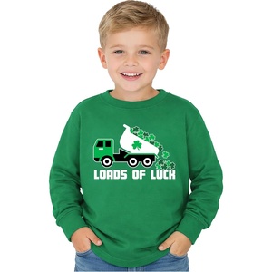 image:imageTstars Boys St Patricks Day Shirt  Construction Trucks Design Lucky Clover Toddler Kids Long Sleeve TeeTruck  Green