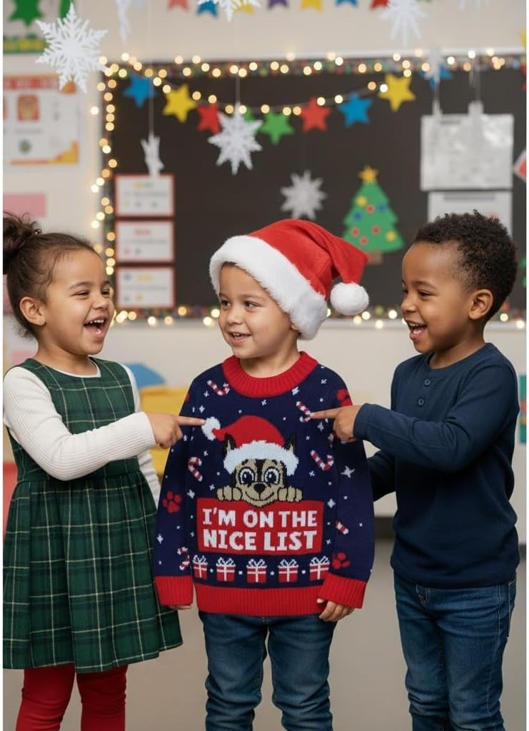 image:imageIm On The Nice List Paw Patrol Chase Toddler Ugly Christmas Sweater Holiday Pullover for Toddler for Boys and GirlsChase  Multicolor