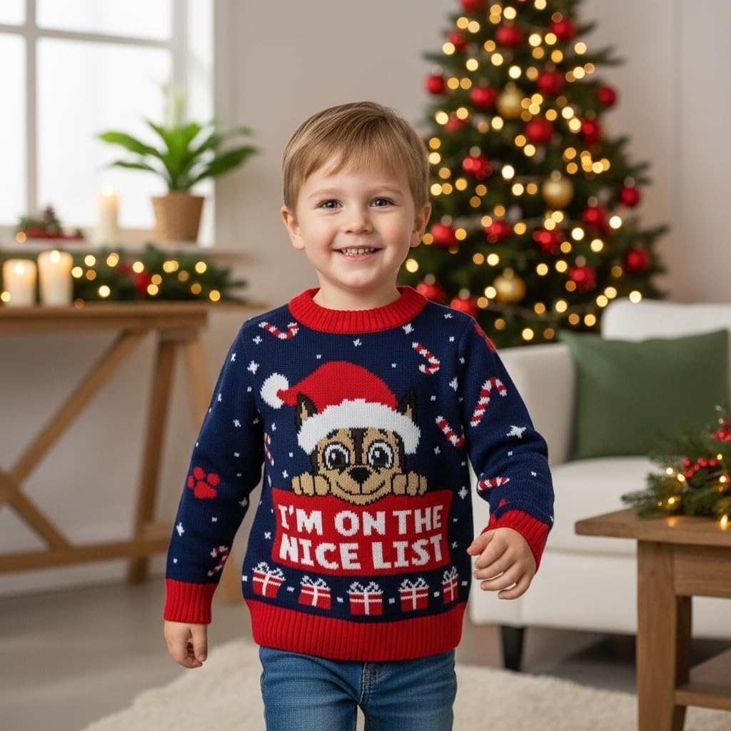 image:imageIm On The Nice List Paw Patrol Chase Toddler Ugly Christmas Sweater Holiday Pullover for Toddler for Boys and GirlsChase  Multicolor