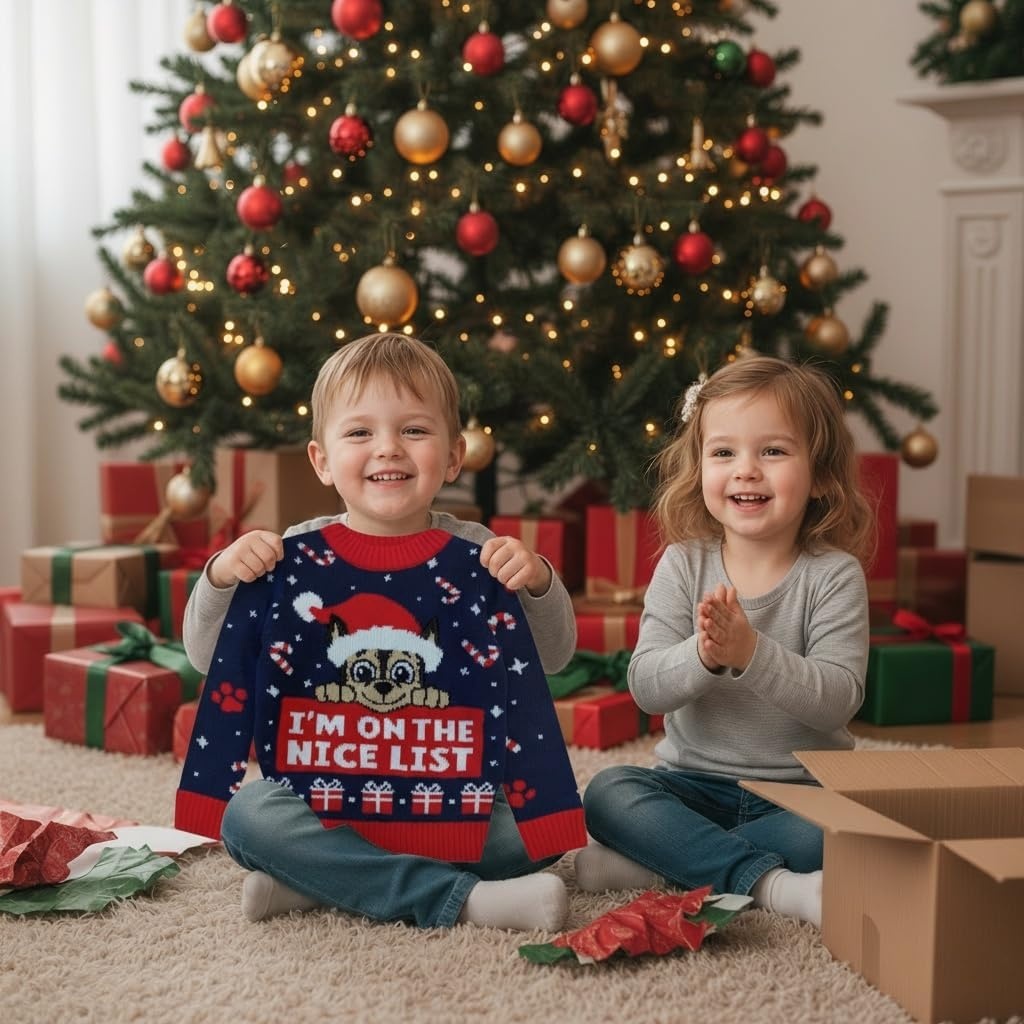image:imageIm On The Nice List Paw Patrol Chase Toddler Ugly Christmas Sweater Holiday Pullover for Toddler for Boys and GirlsChase  Multicolor