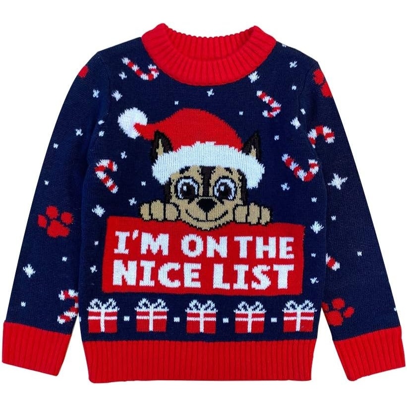 image:imageIm On The Nice List Paw Patrol Chase Toddler Ugly Christmas Sweater Holiday Pullover for Toddler for Boys and GirlsChase  Multicolor