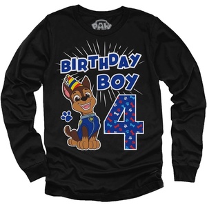 image:imagePaw Patrol Pup Chase 4th Birthday Long Sleeve Shirt for Toddler Boys  Party Outfit amp Gift Idea for 4 Year OldBlack