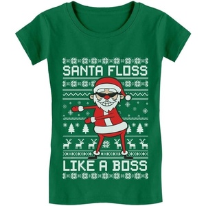 image:imageTstars Santa Floss Like a Boss Funny Ugly Christmas Sweater Girls Fitted Toddler TShirtGreen