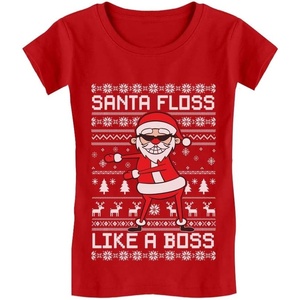 image:imageTstars Santa Floss Like a Boss Funny Ugly Christmas Sweater Girls Fitted Toddler TShirtRed