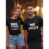 image:imageTstars Mr Right Mrs Always Right Husband amp Wife Funny Matching Couple Tshirt SetMr Heather Dark Gray  Mrs Pink