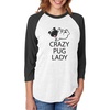 image:imageTstars Crazy Pug Lady Gift for Dog Lover Funny 34 Women Sleeve Baseball Jersey ShirtBlackWhite