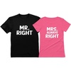 image:imageTstars Mr Right Mrs Always Right Husband amp Wife Funny Matching Couple Tshirt SetMr Black  Mrs Pink