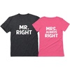 image:imageTstars Mr Right Mrs Always Right Husband amp Wife Funny Matching Couple Tshirt SetMr Heather Dark Gray  Mrs Pink