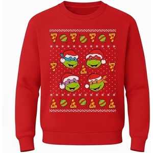image:imageTstars TMNT Ugly Christmas Sweatshirt  Funny Holiday Pizza Sweater for Men amp Teen Boys Featuring Ninja TurtlesRed