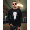 image:imageTstars Mens Tuxedo Long Sleeve Shirt  Printed Suit with Bow Tie Funny Graphic Tee for Halloween Wedding amp PartyBlack