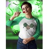 image:imageTstars Womens St Patricks Day Raglan Shirt Lucky Irish Clover 34 Sleeve Baseball TeeThree Clover  GreenWhite