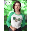 image:imageTstars Womens St Patricks Day Raglan Shirt Lucky Irish Clover 34 Sleeve Baseball TeeThree Clover  GreenWhite