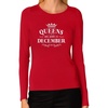 image:imageTstars Birthday Gift for Women  QUEENS Are Born In December Women Long Sleeve TShirtRed