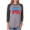 image:imageTstars Republican Shirt Republican Elephant 34 Women Sleeve Baseball Jersey ShirtBlackGray