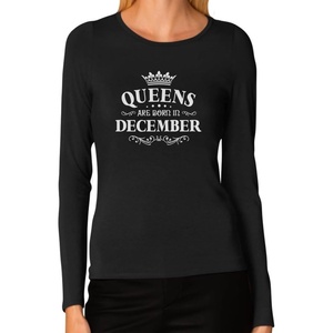 image:imageTstars Birthday Gift for Women  QUEENS Are Born In December Women Long Sleeve TShirtBlack