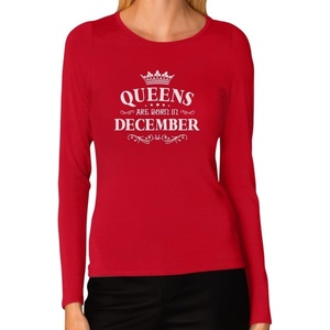 image:imageTstars Birthday Gift for Women  QUEENS Are Born In December Women Long Sleeve TShirtRed