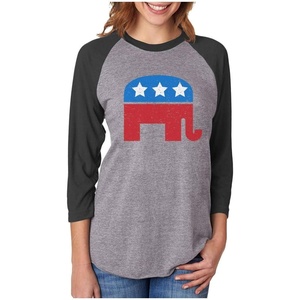 image:imageTstars Republican Shirt Republican Elephant 34 Women Sleeve Baseball Jersey ShirtBlackGray