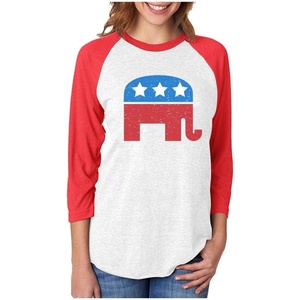 image:imageTstars Republican Shirt Republican Elephant 34 Women Sleeve Baseball Jersey ShirtRedWhite