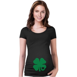 image:imageTstars St Patricks Day Pregnancy Shirts Clover Leaf Irish Baby Bump Maternity Shirts Heart CloverBlack