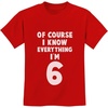 image:imageTstars I Know Everything Im 6 Funny Birthday Gift For 6 Year Old Youth Kids TShirtRed