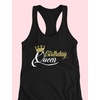 image:imageTstars Birthday Queen Top for Women and Girls Birthday Crown Racerback Tank TopBlack