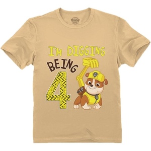 image:imagePaw Patrol Rubble Digging Being 4 TShirt for Toddler Boys  4th Birthday Outfit with Construction Bulldozer ThemeLatte