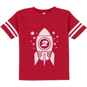 image:imageTstars Gift for Two Year Old  2nd Birthday Space Rocket Toddler Jersey TShirtRed