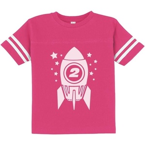 image:imageTstars Gift for Two Year Old  2nd Birthday Space Rocket Toddler Jersey TShirtWow Pink