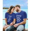 image:imageTstars Funny Captain amp First Mate Nautical Sailing Matching TShirts Set Couples GiftCaptain Blue  First Mate Blue
