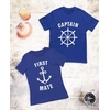 image:imageTstars Funny Captain amp First Mate Nautical Sailing Matching TShirts Set Couples GiftCaptain Blue  First Mate Blue