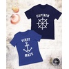 image:imageTstars Funny Captain amp First Mate Nautical Sailing Matching TShirts Set Couples GiftCaptain Navy  First Mate Blue