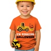 image:imageTstars Bulldozer Pumpkin Face Halloween Shirt  Toddler Boys Construction TShirt for Kids Trick or Treat OutfitDigging  Orange