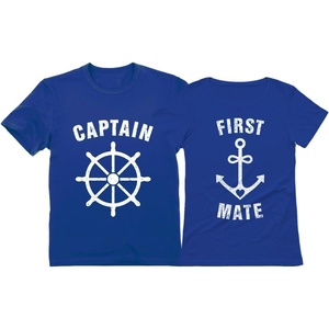 image:imageTstars Funny Captain amp First Mate Nautical Sailing Matching TShirts Set Couples GiftCaptain Blue  First Mate Blue